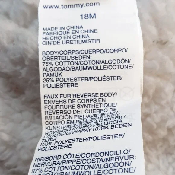 Tommy Hilfiger Red Hoodie Lined In Faux Fur Size US 18M - Picture 6 of 6